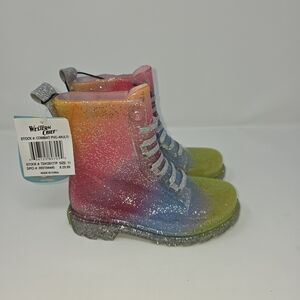 NWT TARGET Western Chief Glitter Rainbow Combat Boots Rain - Size 11